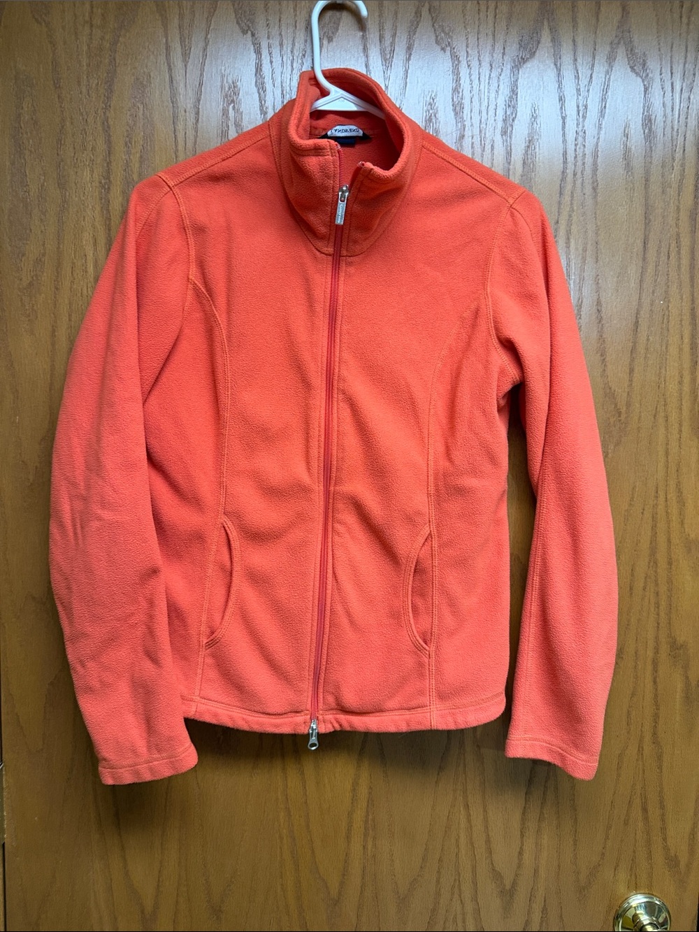 Lands' End Women's Orange Full-Zip Teddy Jacket